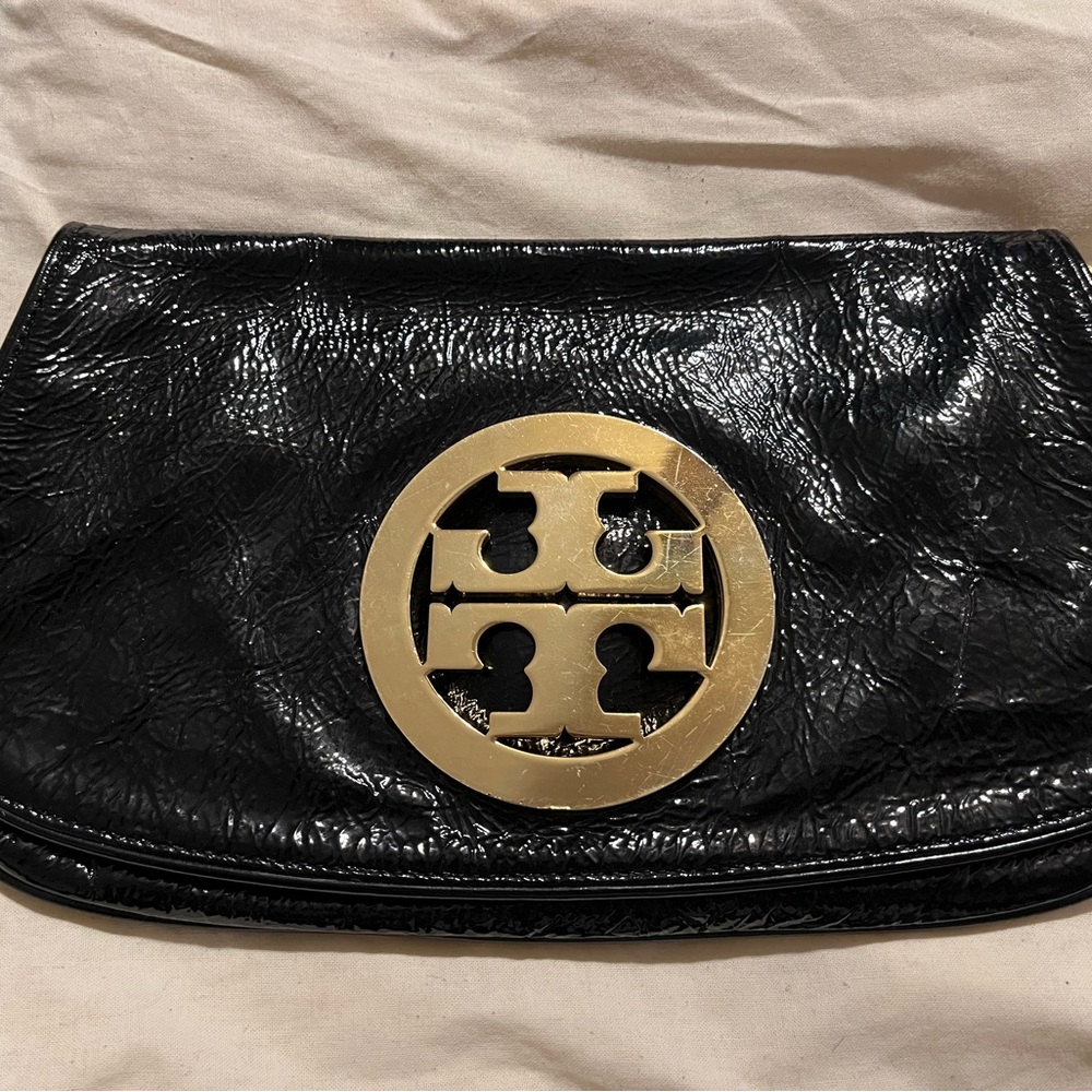 Tory Burch Black and Gold Patterned Interior Bag
